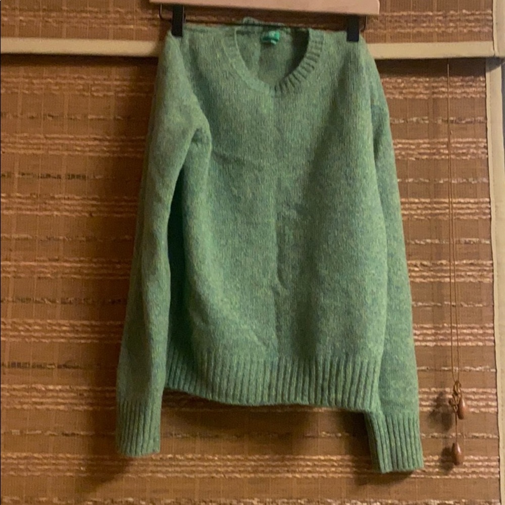 UCB green wool crew neck sweater